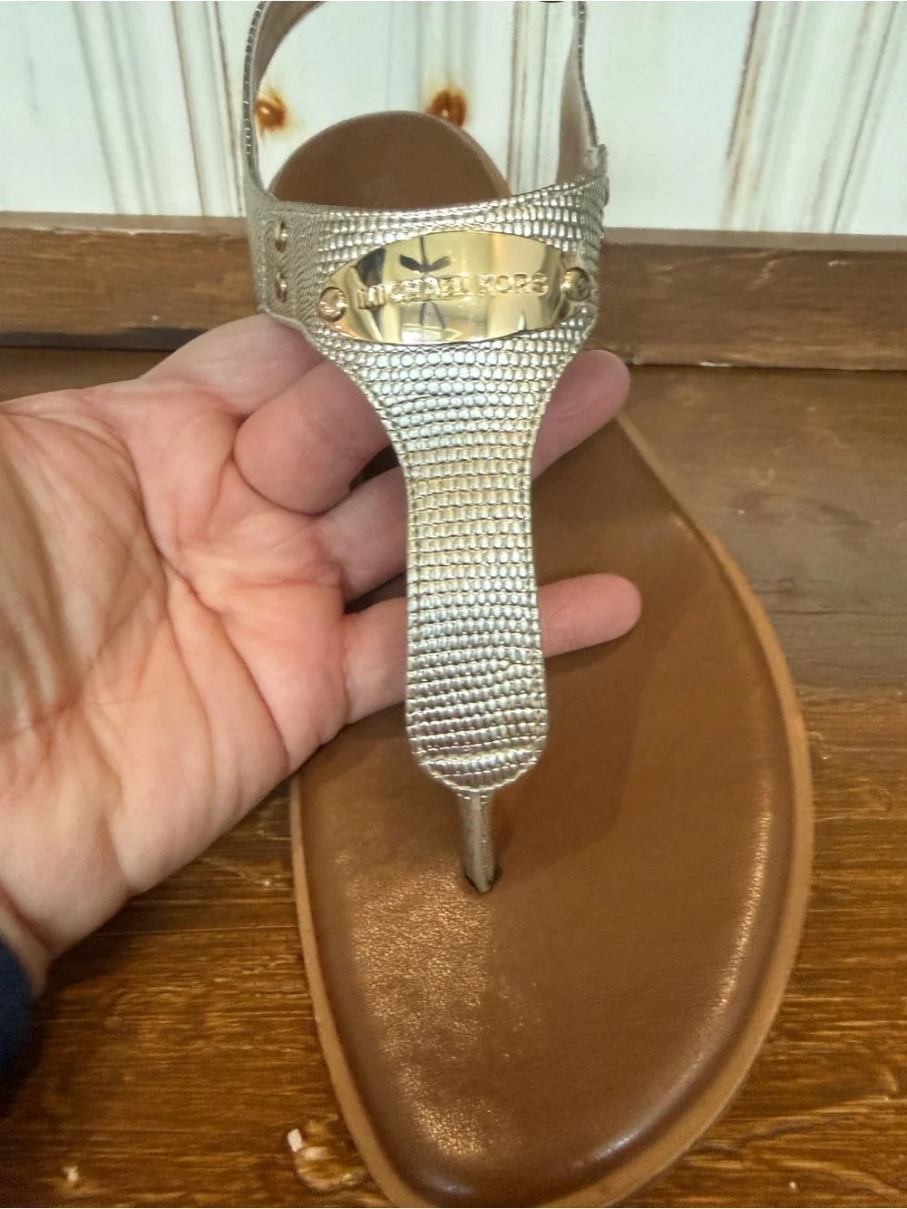 Michael Kors Metallic Gold Thong Sandals size 8